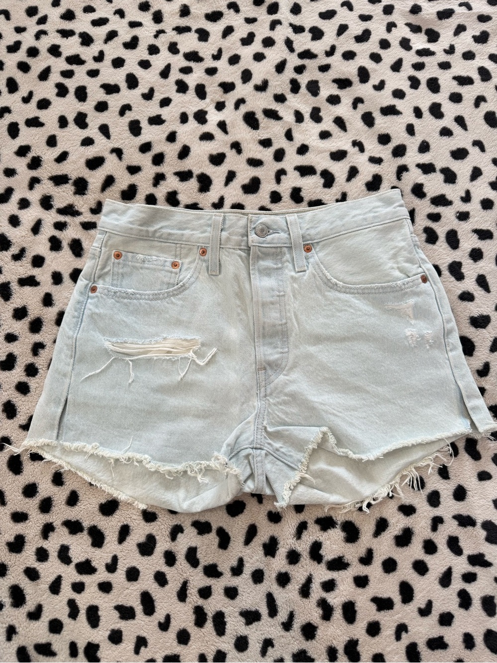 Levi's Light Blue Distressed Denim Shorts